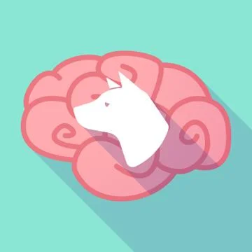 Long shadow brain with  a dog head Stock Illustration