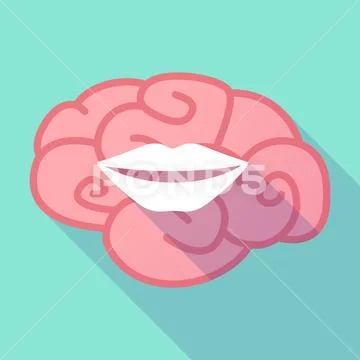 Long Shadow Brain With A Female Mouth Smiling