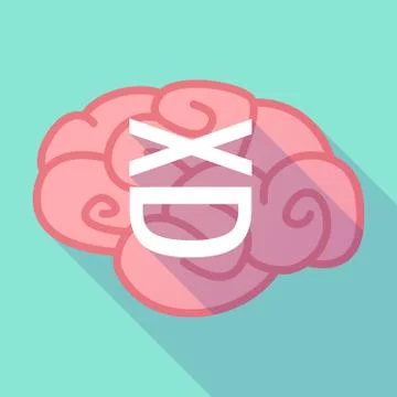 Long shadow brain with   a laughing text face Illustrazione stock