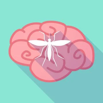 Long shadow brain with  a mosquito Stock Illustration