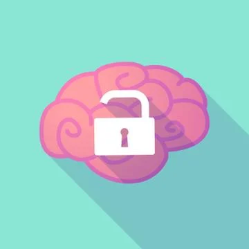 Long shadow brain with  an open lock pad Illustrazione stock