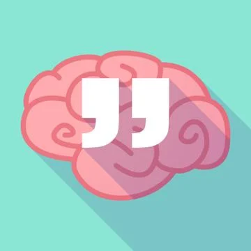 Long shadow brain with   quotes Stock Illustration