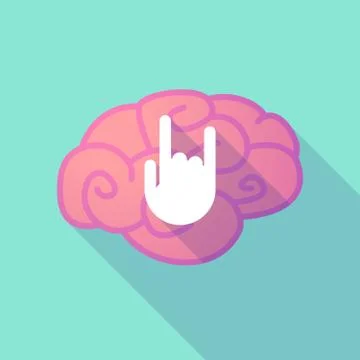 Long shadow brain with  a rocking hand Stock Illustration