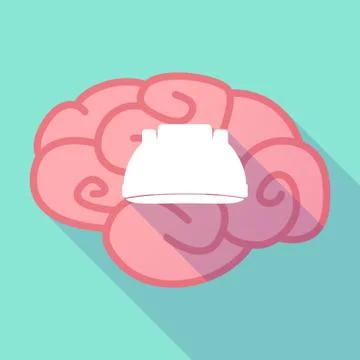 Long shadow brain with a work helmet Illustrazione stock