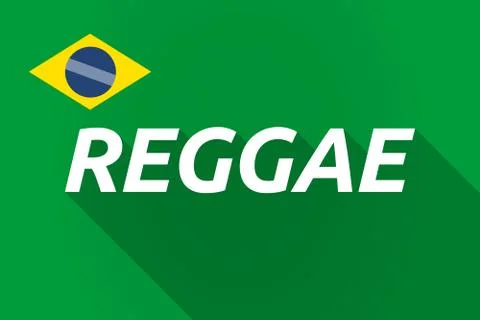 Long shadow Brazil flag with    the text REGGAE Stock Illustration
