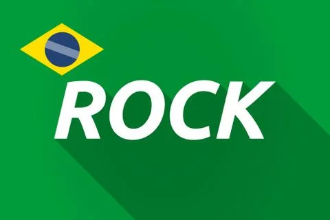 Long shadow Brazil flag with    the text ROCK Stock Illustration