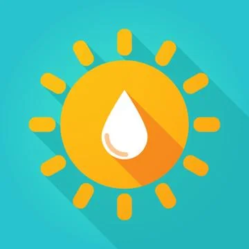 Long shadow bright sun icon with a blood drop Stock Illustration