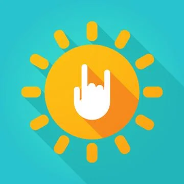 Long shadow bright sun icon with a rocking hand イラスト素材