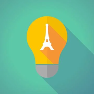Long shadow bulb with   the Eiffel tower イラスト素材