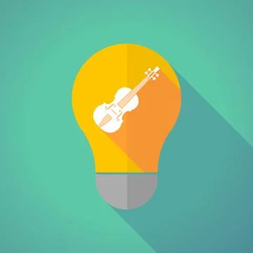 Long shadow bulb with  a violin Stock Illustration