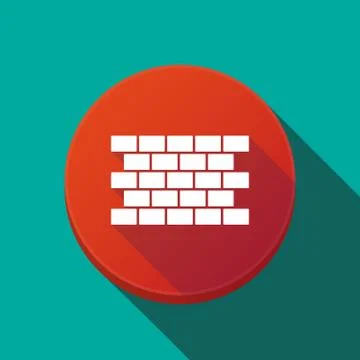 Long shadow button with  a brick wall Stock Illustration