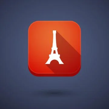 Long shadow button with   the Eiffel tower Illustrazione stock