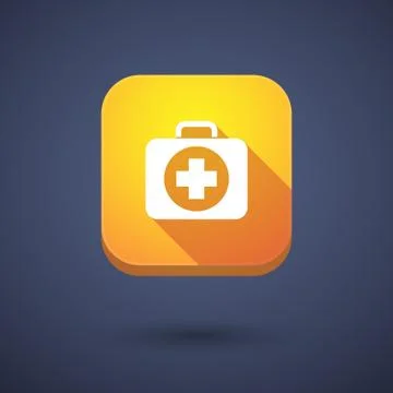 Long shadow button with  a first aid kit icon Stock Illustration