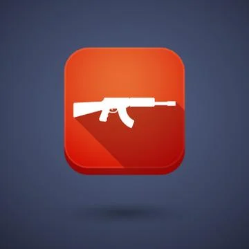 Long shadow button with  a machine gun sign Illustrazione stock