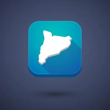 Long shadow button with  the map of Catalonia Ilustración de archivo