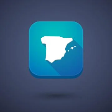 Long shadow button with  the map of  Spain Illustrazione stock