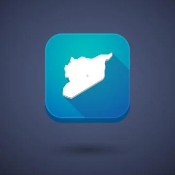 Long shadow button with  the map of Syria 스톡 일러스트