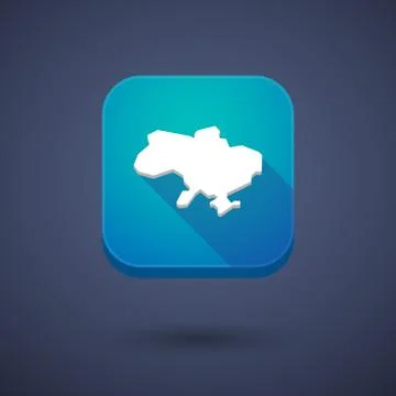 Long shadow button with  the map of Ukraine 스톡 일러스트