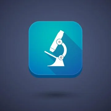 Long shadow button with  a microscope icon 스톡 일러스트