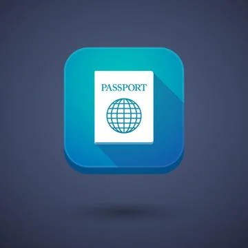 Long shadow button with  a passport Stock Illustration