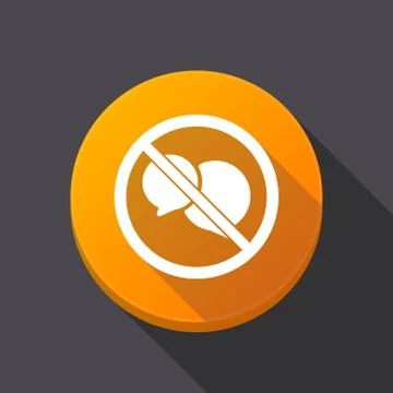 Long shadow button with  two comic balloons  in a not allowed signal Stock Illustration