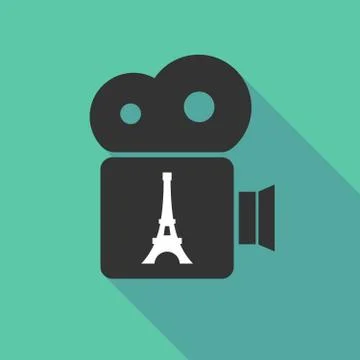 Long shadow camera with   the Eiffel tower Stock Illustration