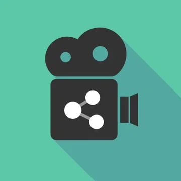 Long shadow camera with  a network sign Stock Illustration