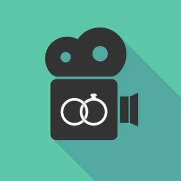 Long shadow camera with  two bonded wedding rings Stock Illustration