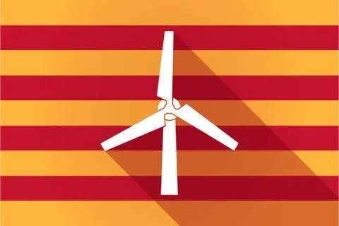 Long shadow Catalonia vector flag with a wind generator 스톡 일러스트