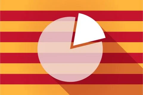 Long shadow Catalonia vector flag with a pie chart Stock Illustration