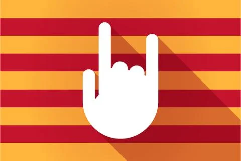 Long shadow Catalonia vector flag with a rocking hand イラスト素材