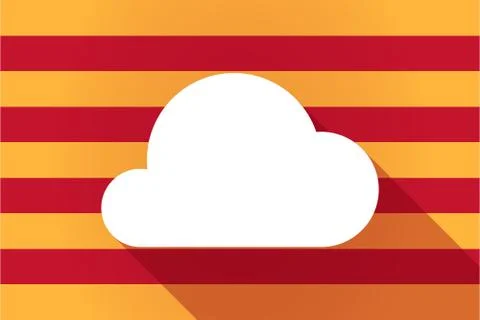 Long shadow Catalonia vector flag with a cloud Stock Illustration