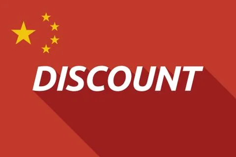 Long shadow China flag with    the text DISCOUNT Stock Illustration