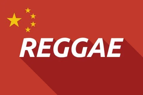 Long shadow China flag with    the text REGGAE Stock Illustration