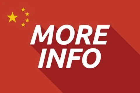 Long shadow China flag with    the text MORE INFO Stock Illustration