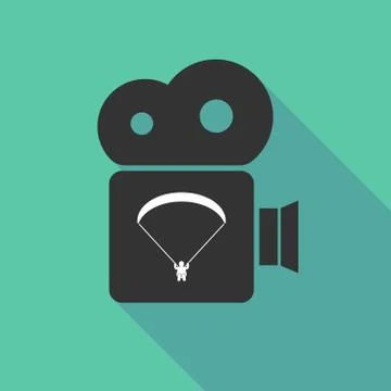 Long shadow cinema camera with a paraglider Illustration