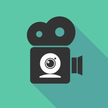 Long shadow cinema camera with a web cam 스톡 일러스트