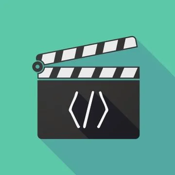 Long shadow clapper board with a code sign Illustration