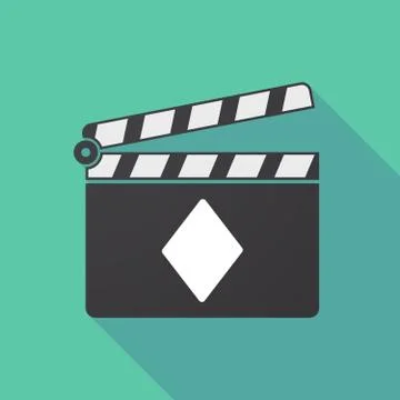 Long shadow clapper board with  the  diamond  poker playing card sign Stock Illustration