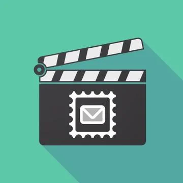 Long shadow clapper board with  a mail stamp sign Stock Illustration