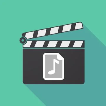 Long shadow clapper board with  a music score icon Stock Illustration