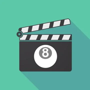 Long shadow clapper board with  a pool ball Stock Illustration