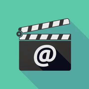 Long shadow clapper board with an at sign Stock Illustration