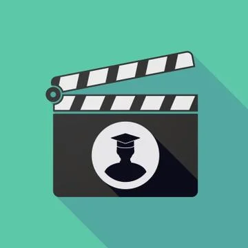Long shadow clapper board with a student Stock Illustration