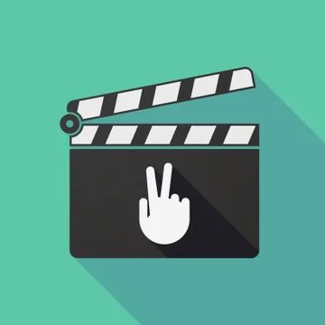 Long shadow clapper board with a victory hand Stock Illustration