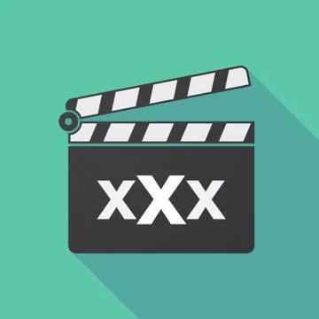 Long shadow clapper board with  a XXX letter icon Stock Illustration