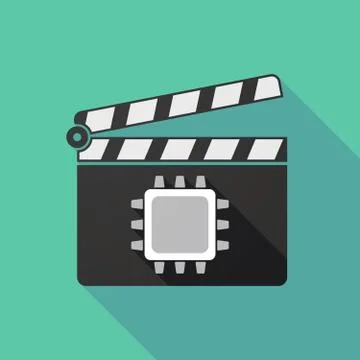 Long shadow clapperboard with a cpu Stockillustratie