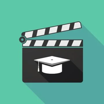 Long shadow clapperboard with a graduation cap Stock Illustration