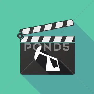 Long shadow clapperboard with a horsehead pump Stock Illustration