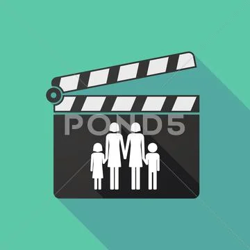 Long shadow clapperboard with a lesbian parents family pictogram Stock Illustration